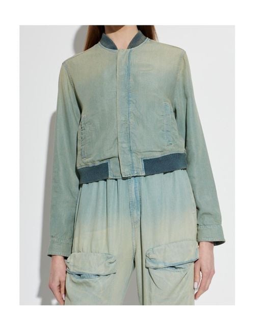DIESEL Green De Rania Cropped Bomber Jacket