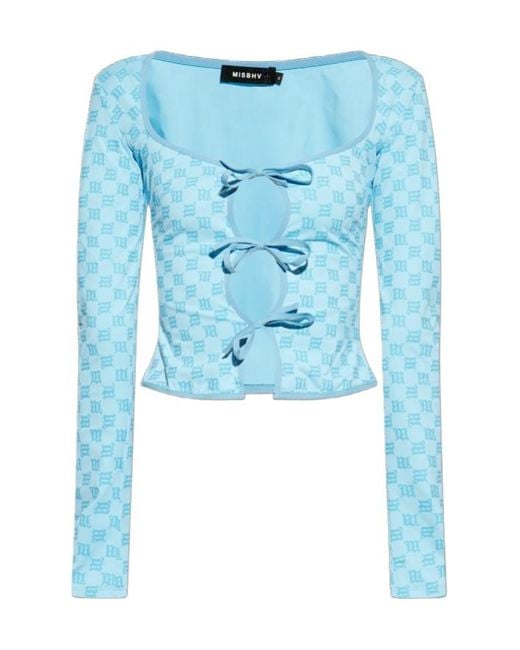M I S B H V Blue Monogram Cropped Top
