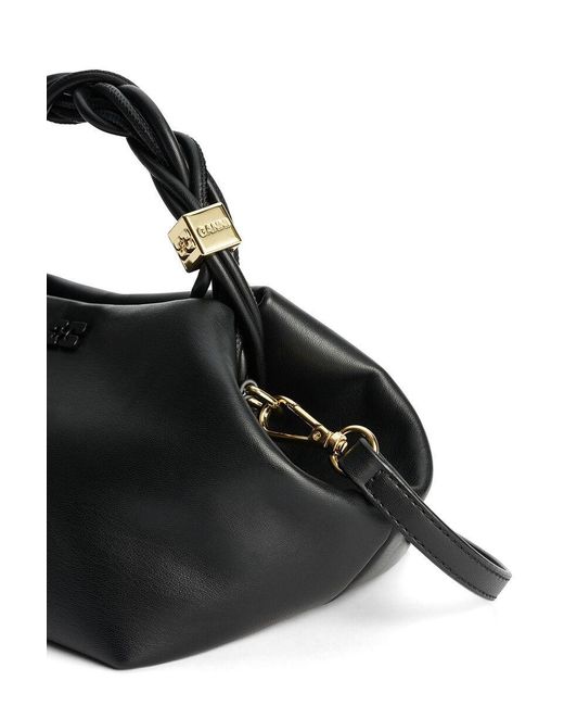 Ganni Black Bou Twisted Handle Small Shoulder Bag