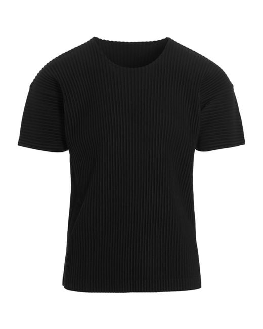 Homme Plissé Issey Miyake Black Homme Plissé Issey Miyake Pleated Crewneck T-Shirt for men