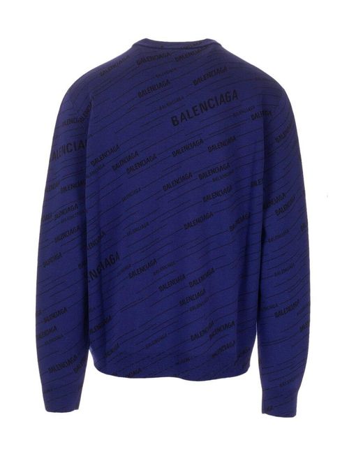 Balenciaga Blue Diagonal Logo Sweater for men