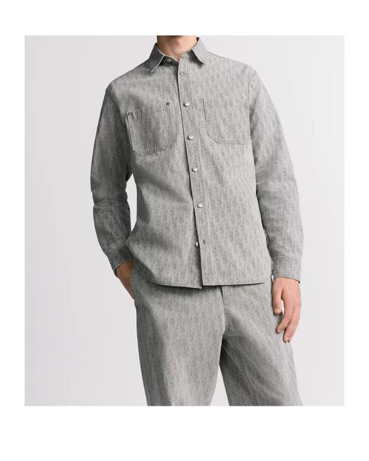 Dior Oblique Overshirt in Grey for Men | Lyst UK
