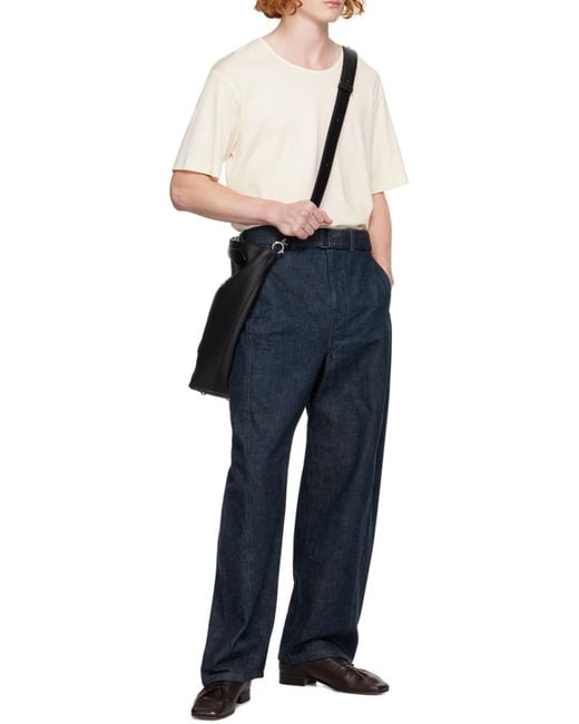 Lemaire Natural Crewneck Straight Hem T-Shirt for men