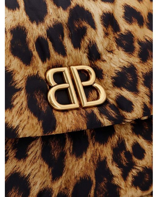 Balenciaga Brown Monaco Leopard Print Chain Shoulder Bag