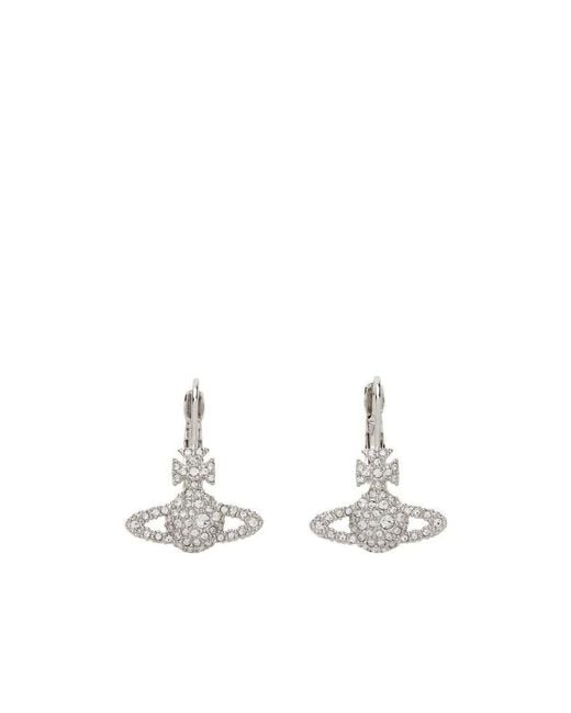 Vivienne Westwood White Logo Pendant Earrings