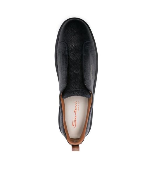 Santoni Black Slip-On Leather Sneakers for men