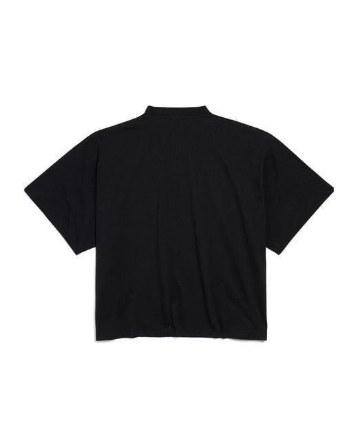 Balenciaga Black Paris Strass Cropped Oversized T-Shirt