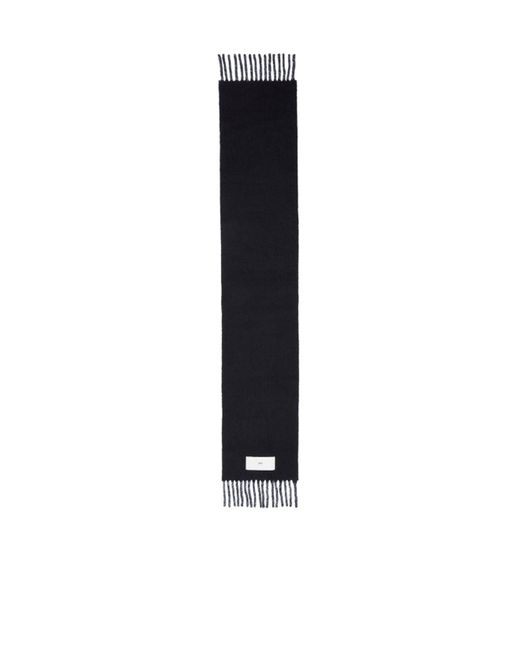 AMI Blue Ami Logo Tag Fringed Scarf for men