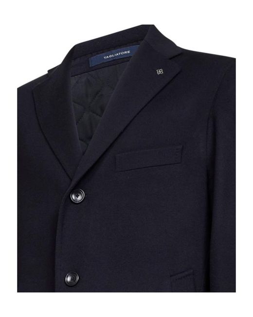 Tagliatore Blue Single Breasted Coat for men