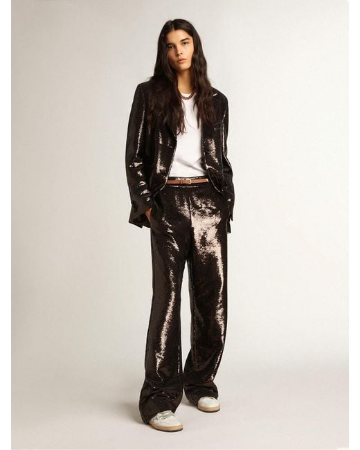 Golden Goose Deluxe Brand Brown Sequin-Embellished Tailored Blazer