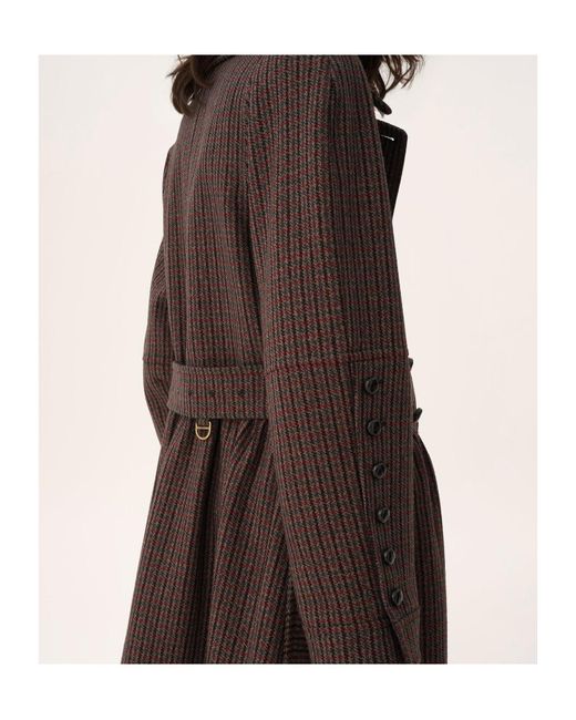 Chloé Brown Chloé Double-Breasted Houndstooth Riding Coat
