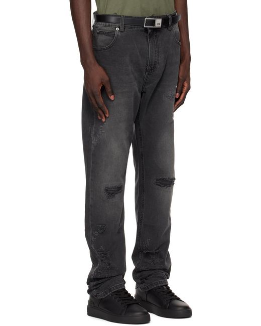 Balmain Gray Distressed Slim Fit Jeans for men