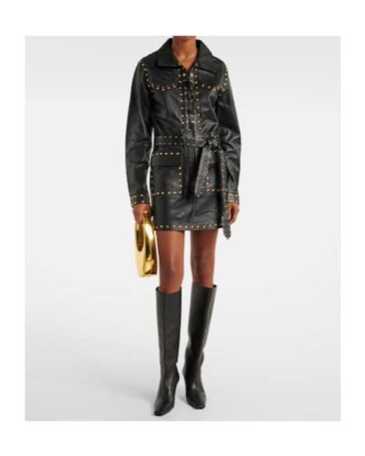 Dodo Bar Or Black Ics Studded Leather Minidress