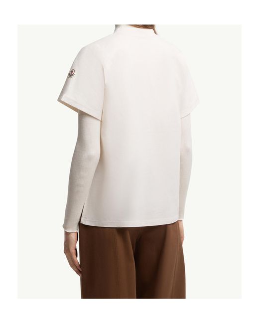 Moncler White Logo Embroidered Crewneck T-Shirt