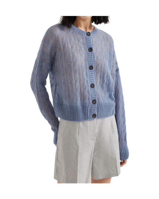 Brunello Cucinelli Blue Cable-Knit Cardigan