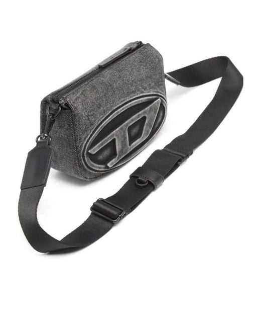 DIESEL Gray Oval Logo Messenger Bag for men
