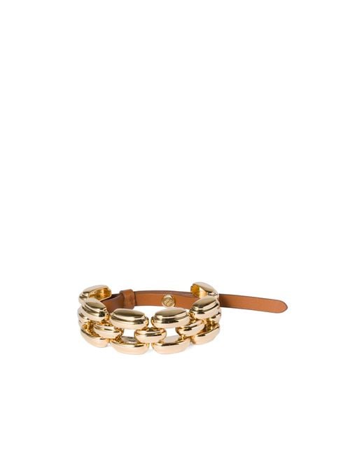 Miu Miu Metallic Metal And Leather Bracelet