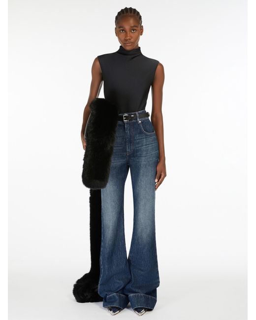 Sportmax Blue Logo Patch Flared Jeans