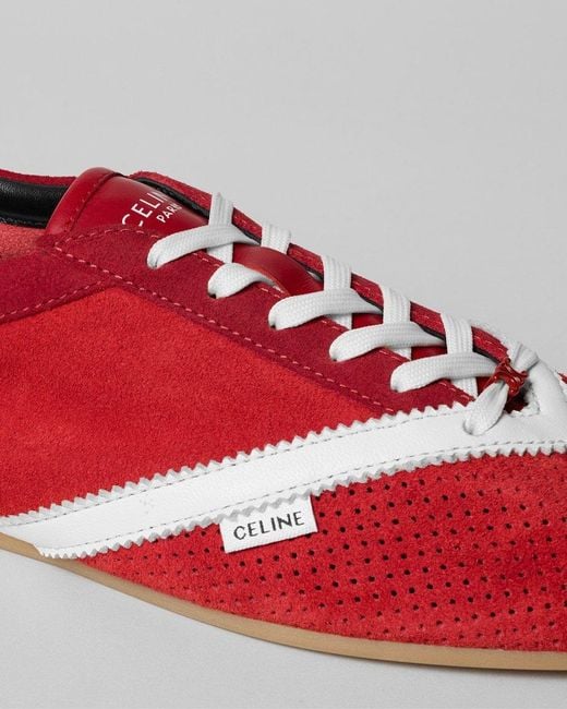 Céline Red Lace-Up Sneakers