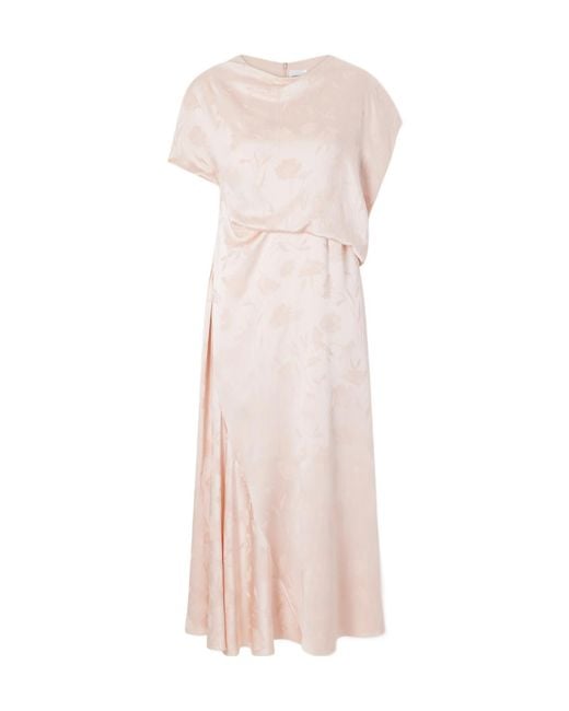 Erdem Pink Jacquard Draped Midi Dress