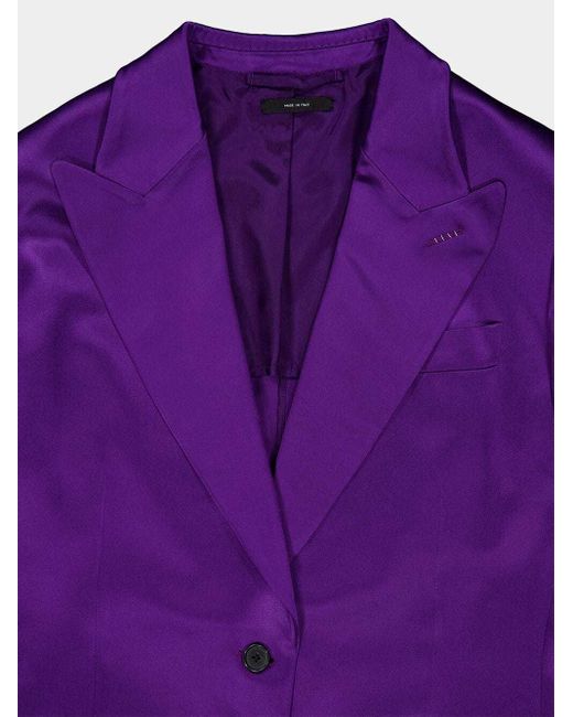 Tom Ford Purple V-Neck Single-Breasted Blazer
