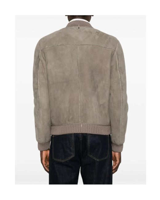 Salvatore Santoro Gray Suede Ribbed-Trim Jacket for men