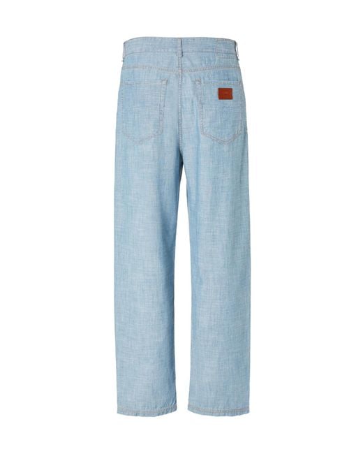 Fendi Blue Straight-Leg Long Jeans for men