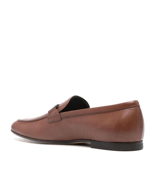 Tod's Brown T Ring Leather Loafers for men