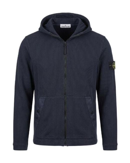 Stone Island Blue Zip-Up Hoodie for men