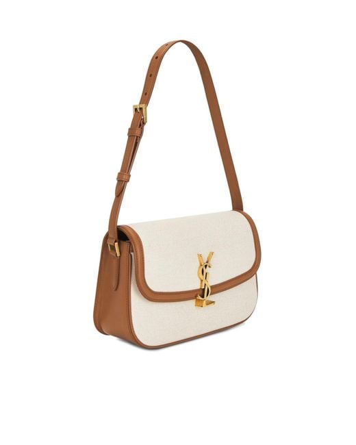 Saint Laurent White Solferino Logo Plaque Shoulder Bag