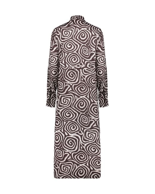 Herno White Belted Patterned Long Dress