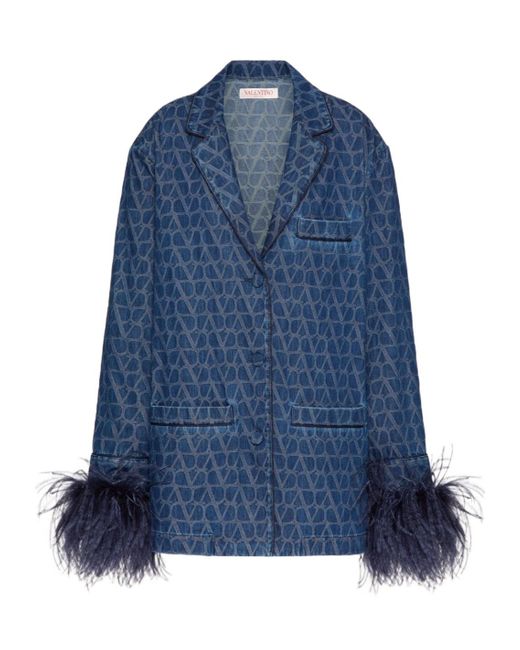 Valentino Blue Toile Iconographe Oversized Denim Jacket