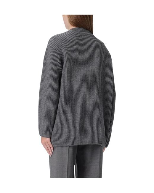 MSGM Gray V-Neck Cardigan