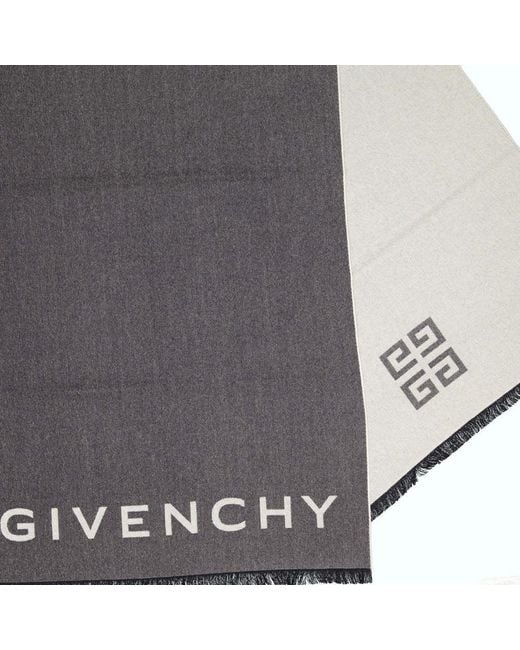 Givenchy Gray Logo Intarsia Fringed Scarf for men
