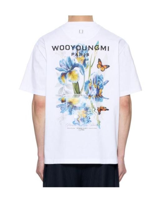 Wooyoungmi White Floral Back-Print T-Shirt for men