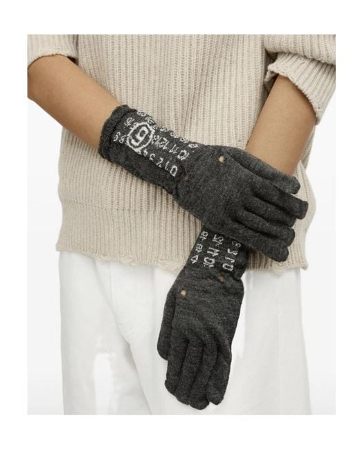 MM6 by Maison Margiela White Numbers-Motif Gloves