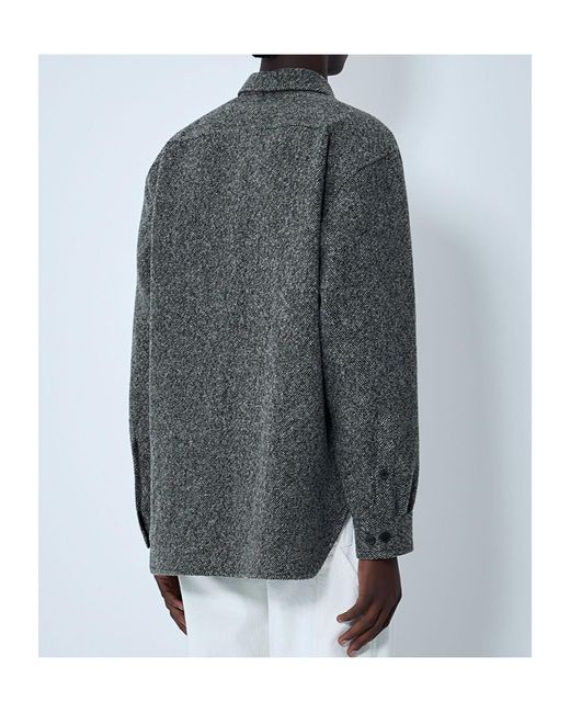 Dries Van Noten Gray Herringbone Zip-Up Jacket for men