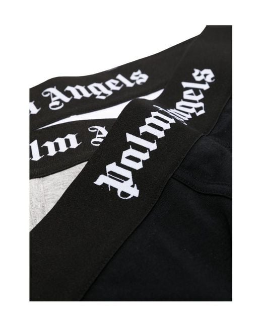 Palm Angels Black Logo-Waistband Boxers (Pack Of 3) for men