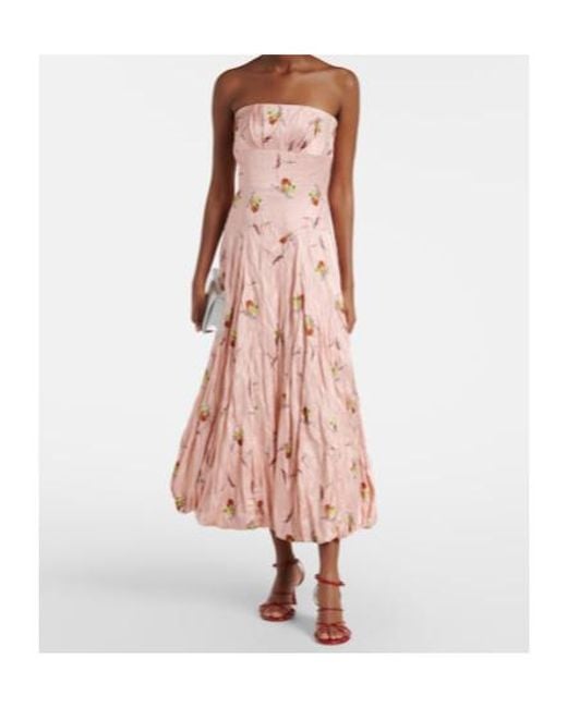 Emilia Wickstead Pink Kaia Floral Satin Bustier Dress