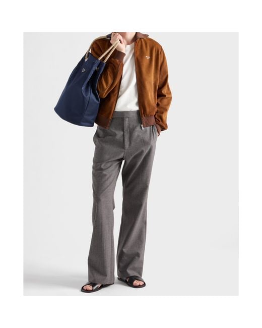 Prada Brown Logo Detailed Zip-Up Jacket for men