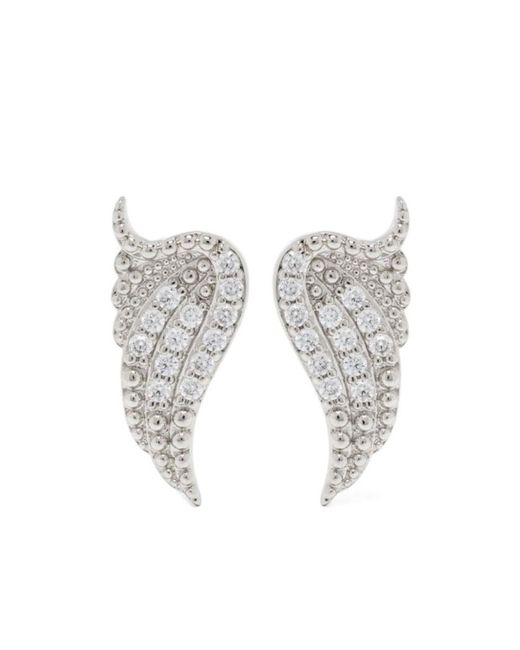 Zadig & Voltaire White Wing Pattern Earrings