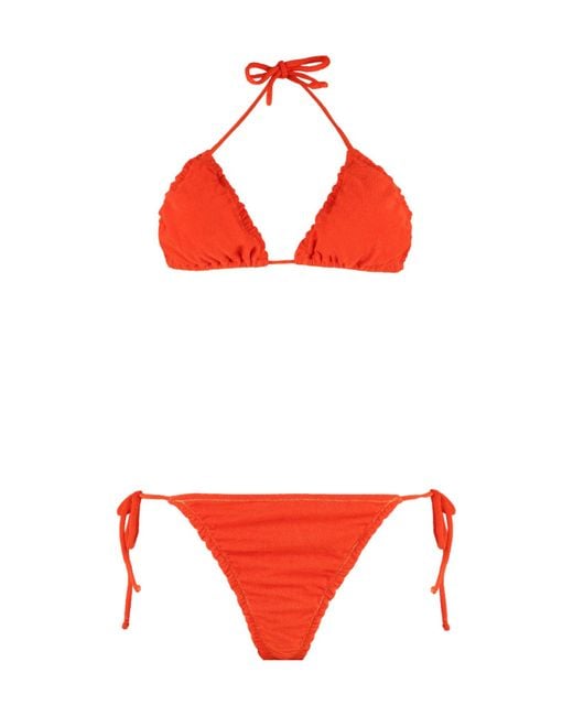 Reina Olga Red Concetta Frilled Bikini Set