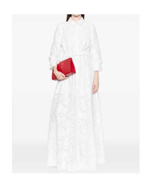 Jonathan Simkhai White Courtney Floral-Embellished Belt Long Dress