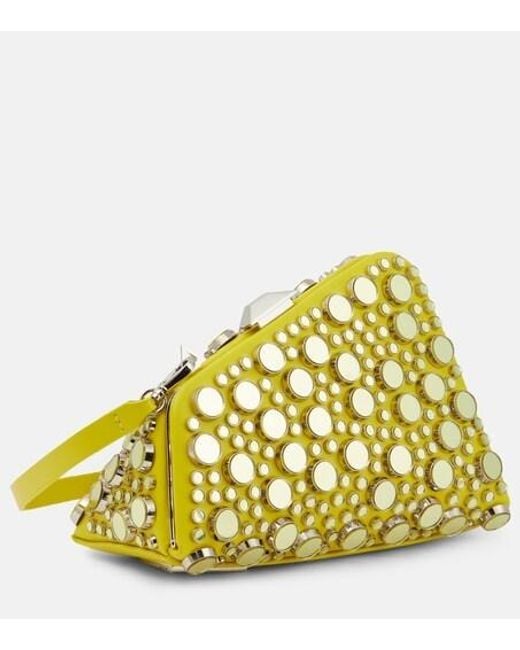 The Attico Yellow Midnight Mini Embellished Leather Clutch