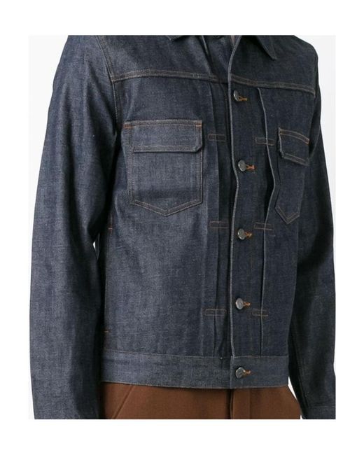 A.P.C. Blue Buttoned Denim Jacket for men