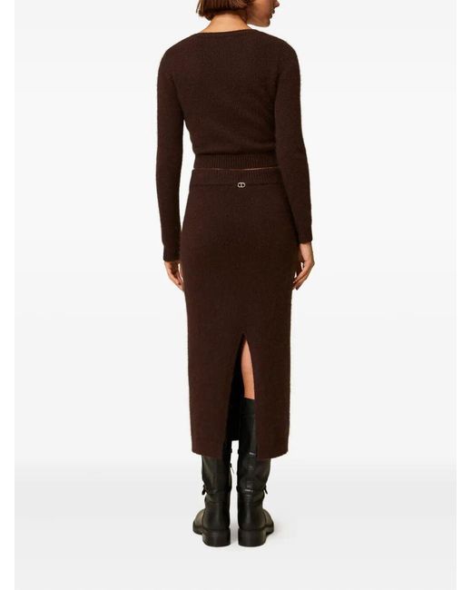 Twinset Purple Knit Midi Skirt