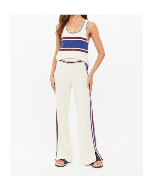 The Upside White Adesa Kansas Striped Knit Trousers