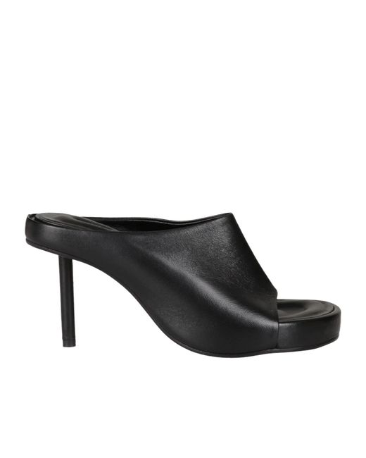 Jacquemus Black Geometric Heel Leather Slide Sandals