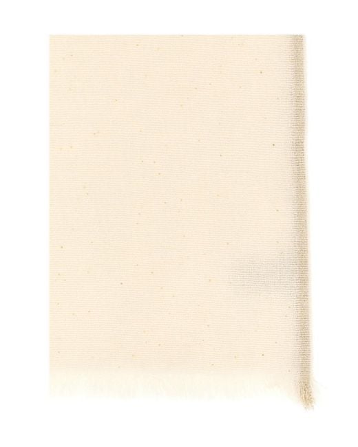 Brunello Cucinelli White Metallic Trim Scarf
