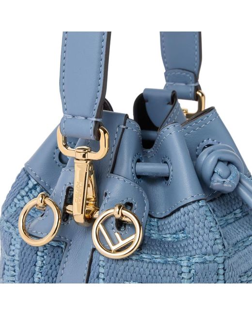Fendi Blue Mon Tresor Drawstring Bucket Bag